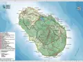 Mappa escursionistica dell'isola di Pantelleria, dove si trova il Parco Nazionale. Indica sentieri, punti informativi e aree archeologiche.