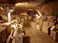 Antiche urne e sarcofagi etruschi, testimoni silenziosi del passato, esposti nel suggestivo ipogeo del Duomo di Chiusi.