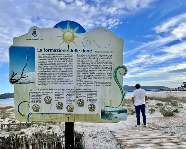 La spiaggia di Porto Pino, con le sue dune, è un ecosistema prezioso da proteggere. Segui le indicazioni per preservarla.