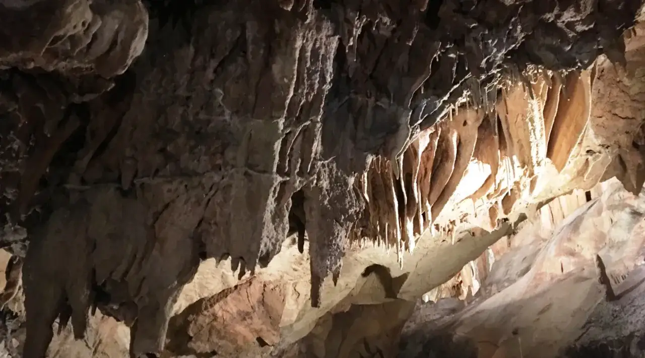 Stalattiti e stalagmiti nella grotta Maona di Montecatini, un mondo sotterraneo di roccia scolpita dal tempo.